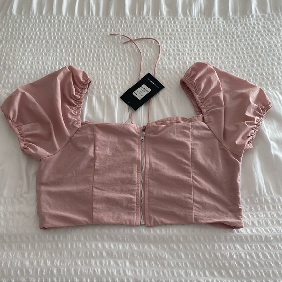 NWT Fashion Nova pink off the shoulder corset crop top size large - Picture 8 of 11